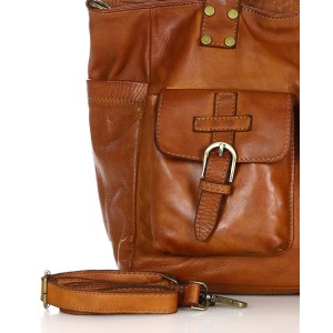 11B. Praktische Handtasche Schultertasche für Damen im Schwarz & Braun aus echtem italienischen Leder